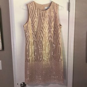 Belle Badgley Mischka size 10 gold Phoebe Dress